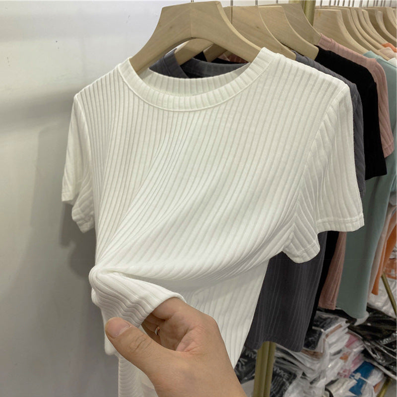 Femme Textureret Rib Korte Ærme Top Stilla