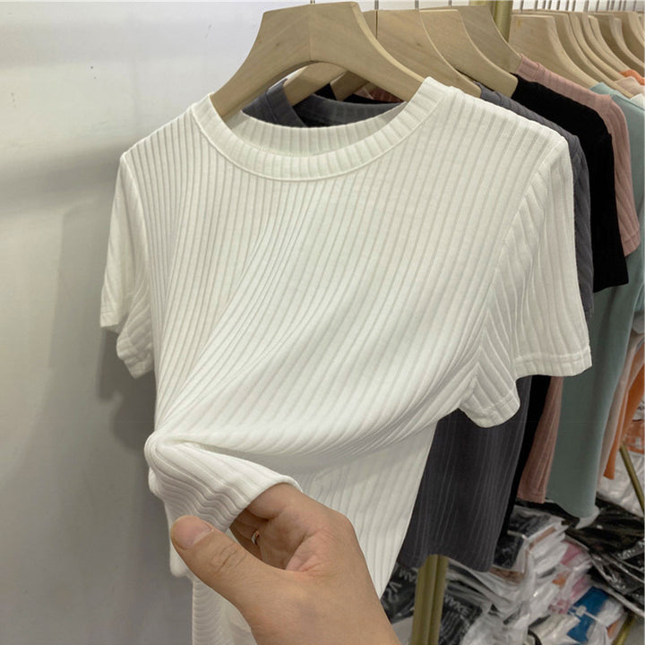 Femme Textureret Rib Korte Ærme Top Stilla
