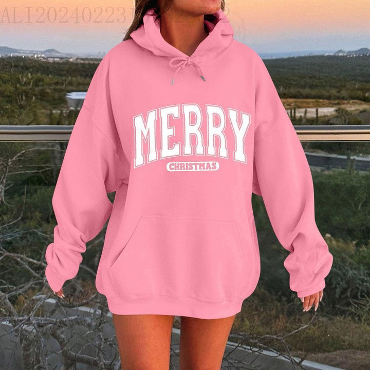Kvindernes casual hoodie med oversized pasform og iøjnefaldende print Skovae