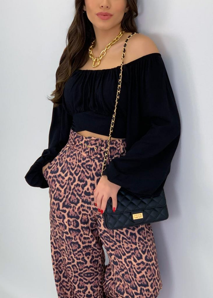 Dame Off-Shoulder Bluse med volantærmer og gummibånd Stilla