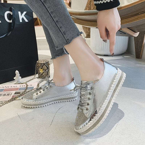 Stilla | Diamant Sølv Læder Sneakers Stilfuld Og Behagelig!