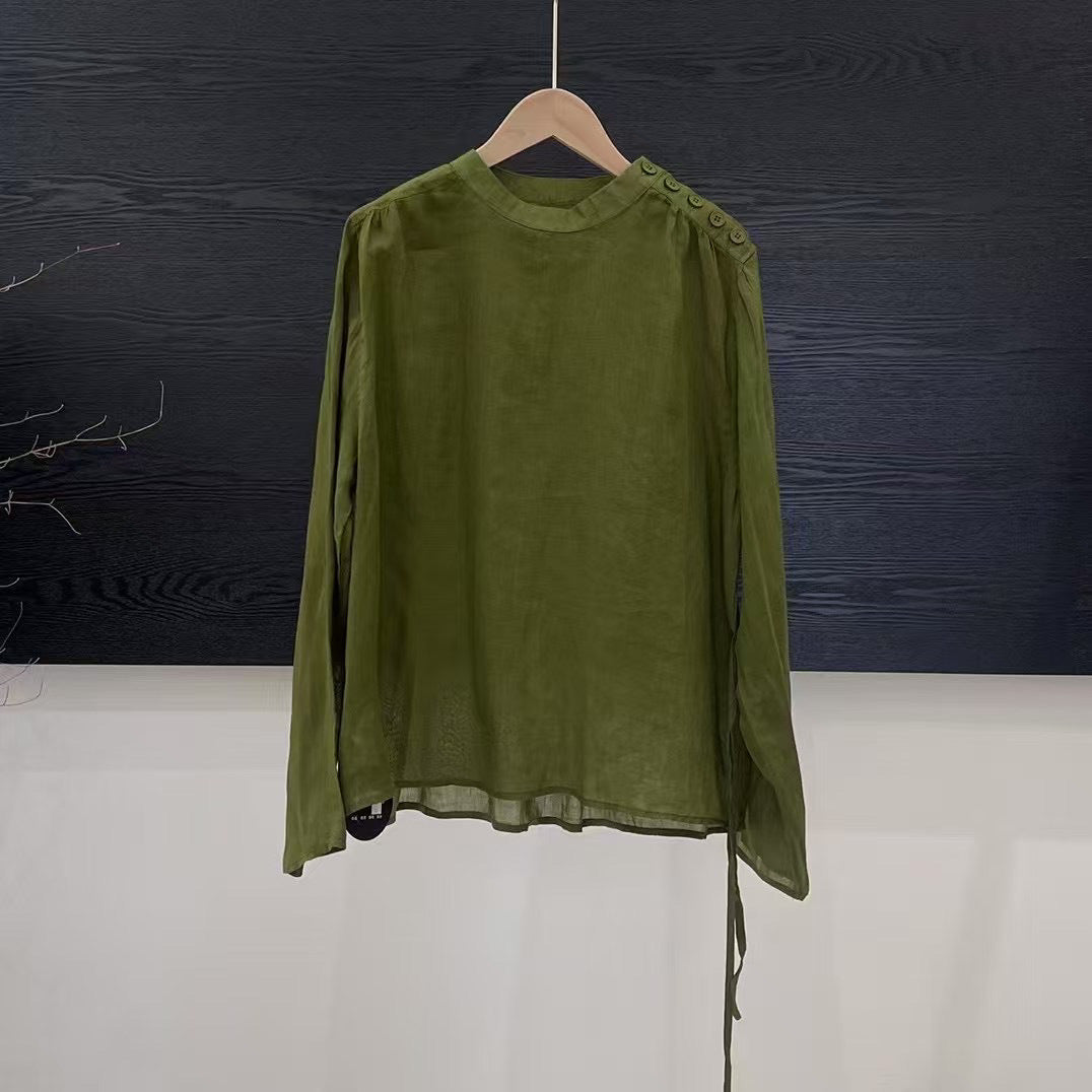 Femme Let Langærmet Bluse med Knapdetaljer Stilla
