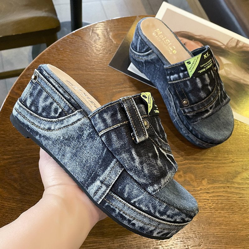 Dame Platform-Sandaler med moderigtigt jeansdesign og komfortabel sål Stilla