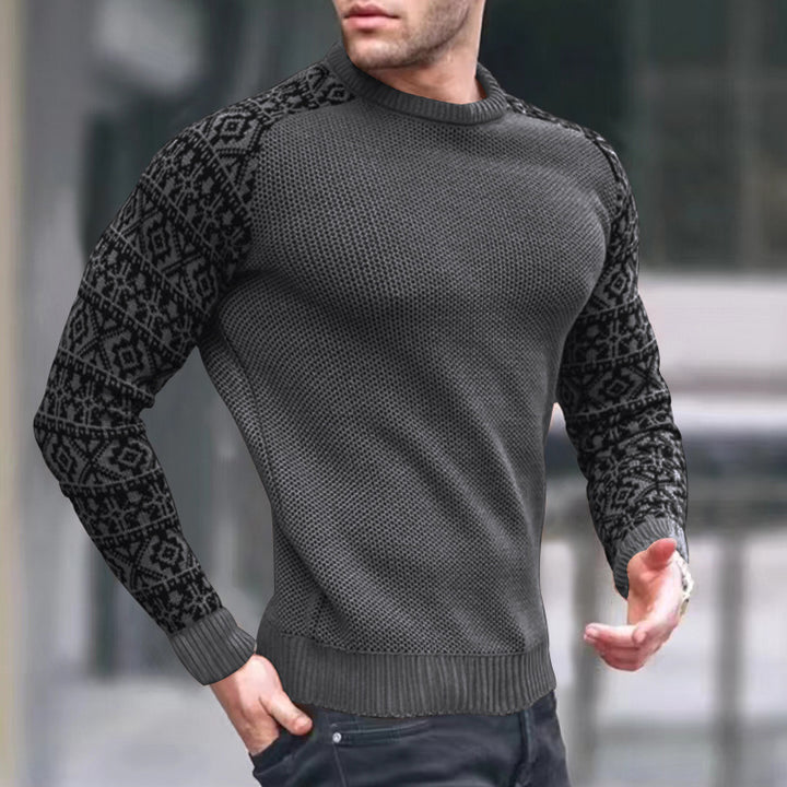 Herre moderigtig strikpullover med grafisk mønster og optimal pasform Stilla