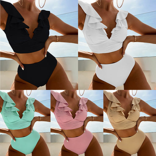 Dame bikini-sæt med flæsede detaljer og raffineret snøre-design Stilla