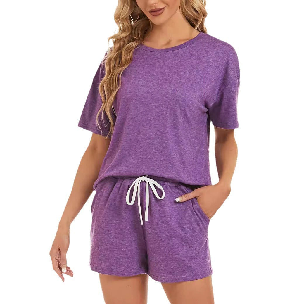 Dame afslappet kortærmet loungewear-sæt med elastisk talje Stilla