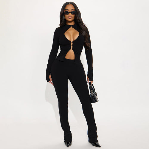 Dame Cut-Out Jumpsuit med elegant ståkrave og tætsiddende pasform Skovae