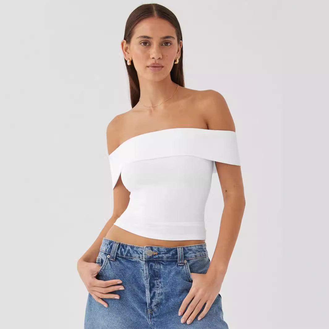 Dame Off-Shoulder Top med tætsiddende snit og elastisk linning Stiila