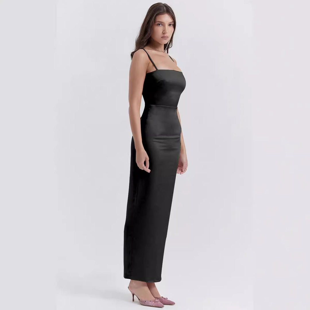 Dame Elegant Maxikjole med smal pasform og luksuriøs satin-finish Stilla