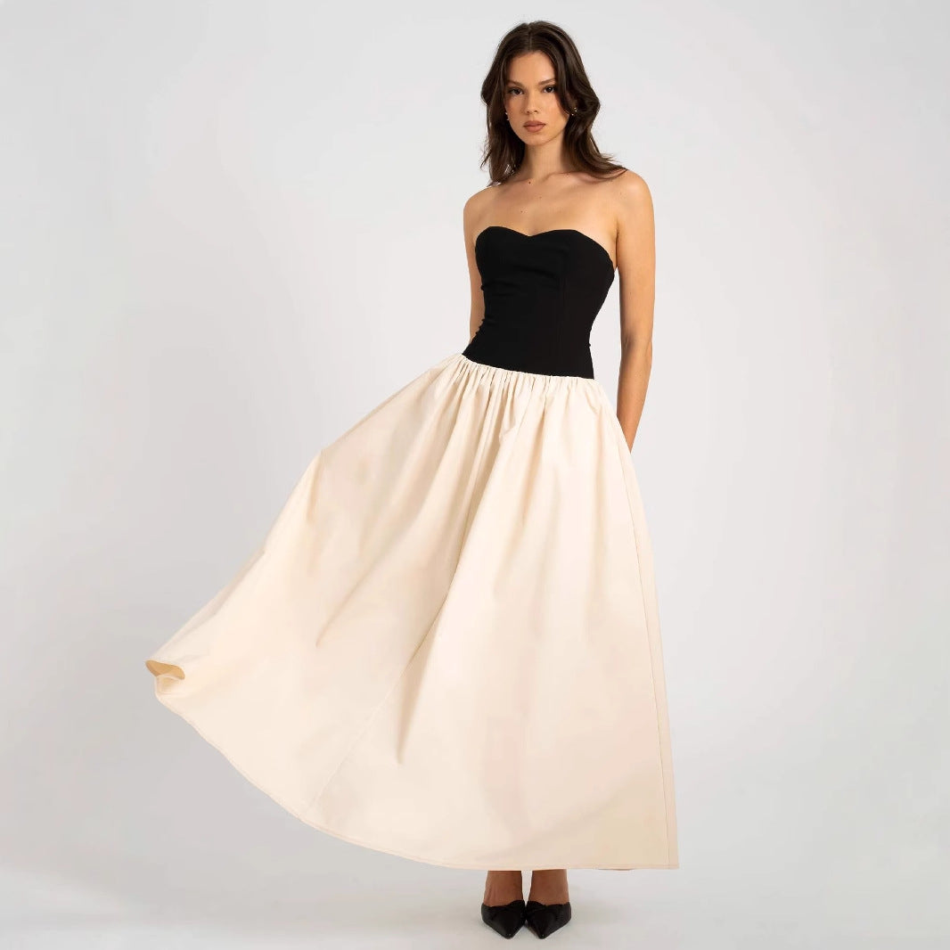 Dame Elegant Maxikjole med hjerteformet udsnit og glat skirt Stilla