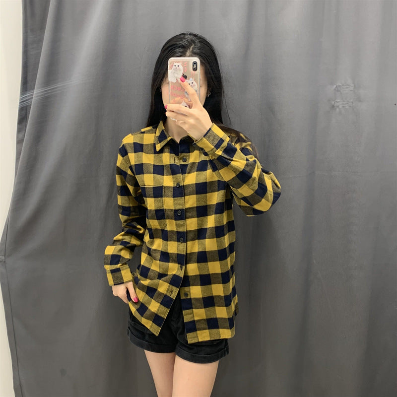 Kvinders Tjekket Flannel Skjorte Bluse Stilla