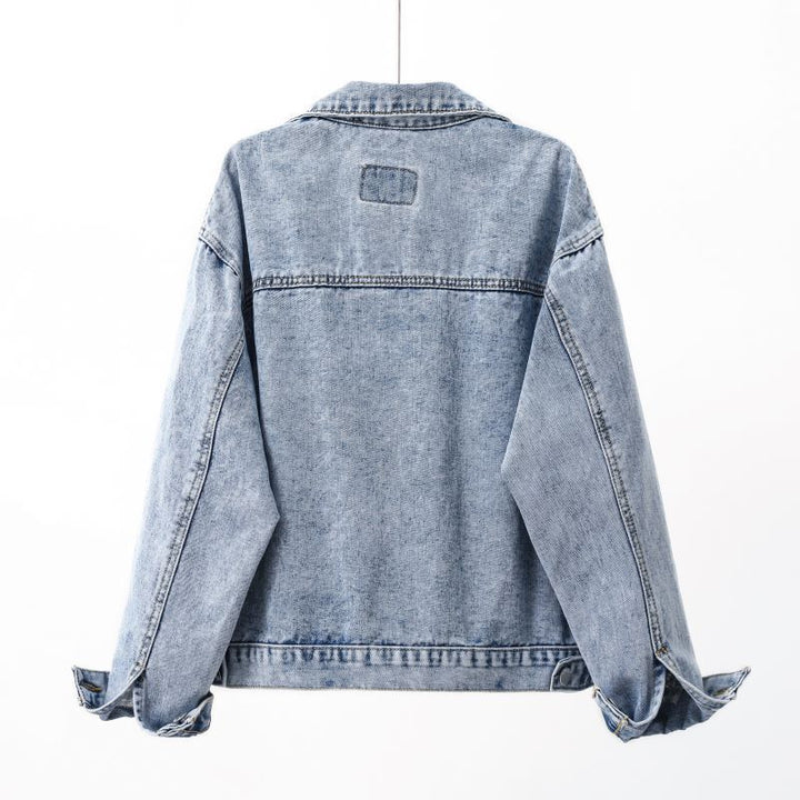 Dame trendy jeansjakke med let brugt look og praktiske skulderklapper Stilla