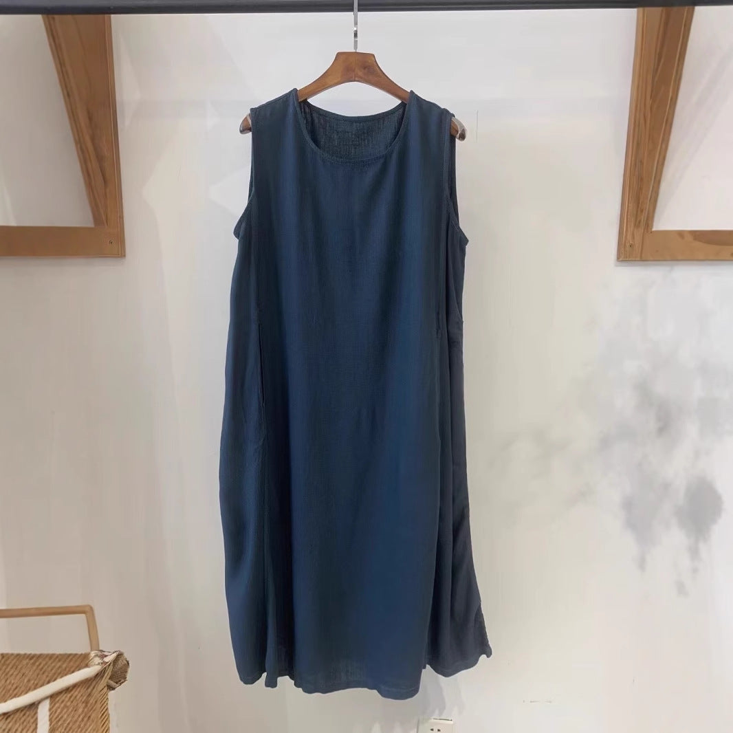 Femme Elegante Ærmeløs Linned Shift Kjole Stilla