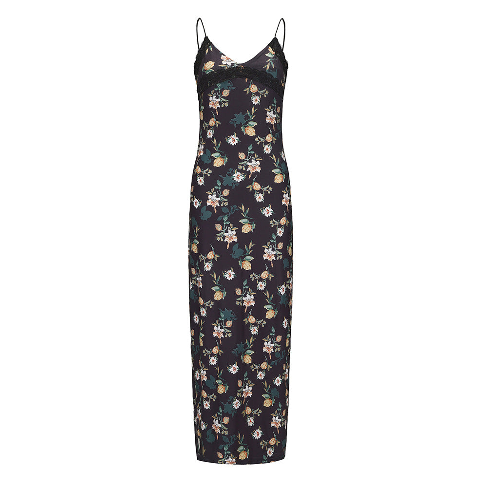 Stilla | Sexy V-hals Blomster Bodycon Maxi Kjole