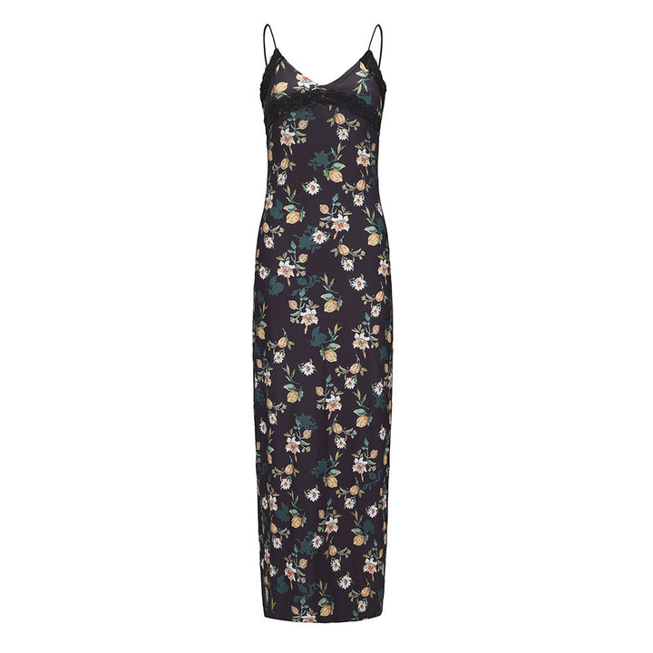 Stilla | Sexy V-hals Blomster Bodycon Maxi Kjole