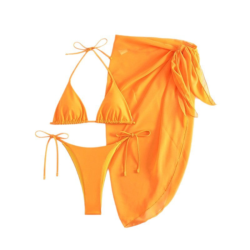 Dame bikini-sæt med draperet omslagskjørt Skovae