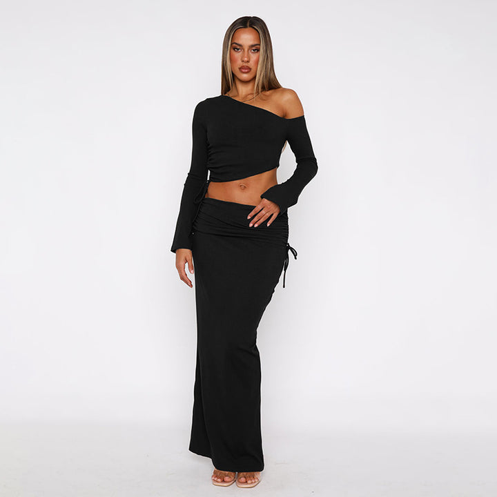 Dame Omfattende Sæt af Crop-Top og Maxi-Nederdel Stilla