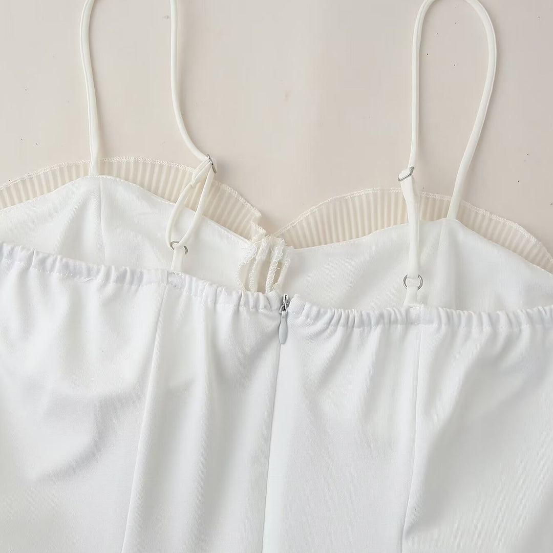Femme Rynke Midi Slip Kjole med justerbare stropper Stilla
