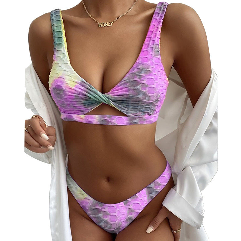 Dame bikini-sæt med legesyge cut-out-detaljer og effektfuldt mønster Stilla