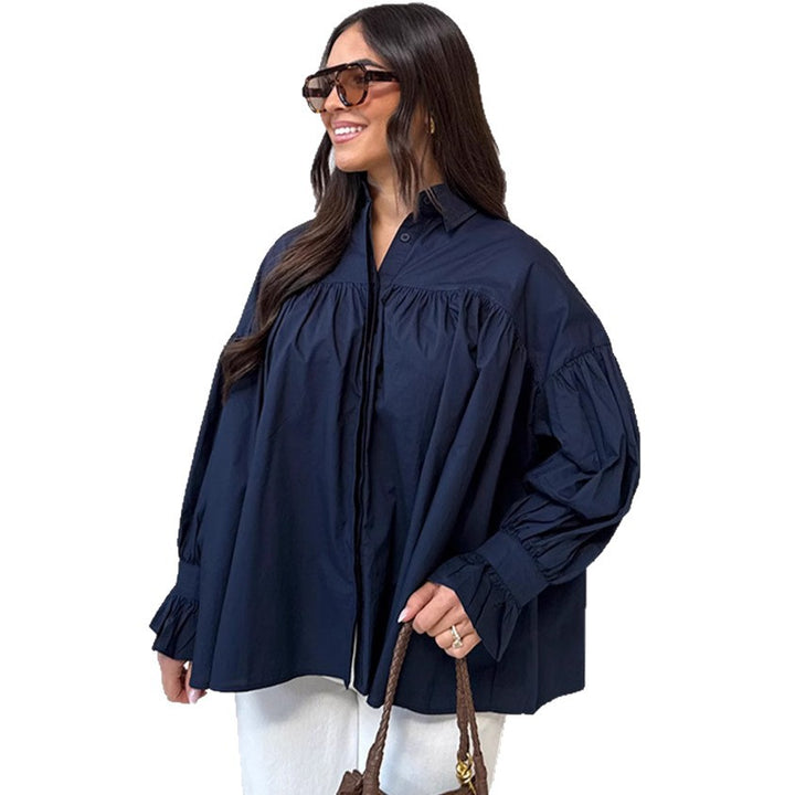 Damer oversized bluse med samlinger Stilla