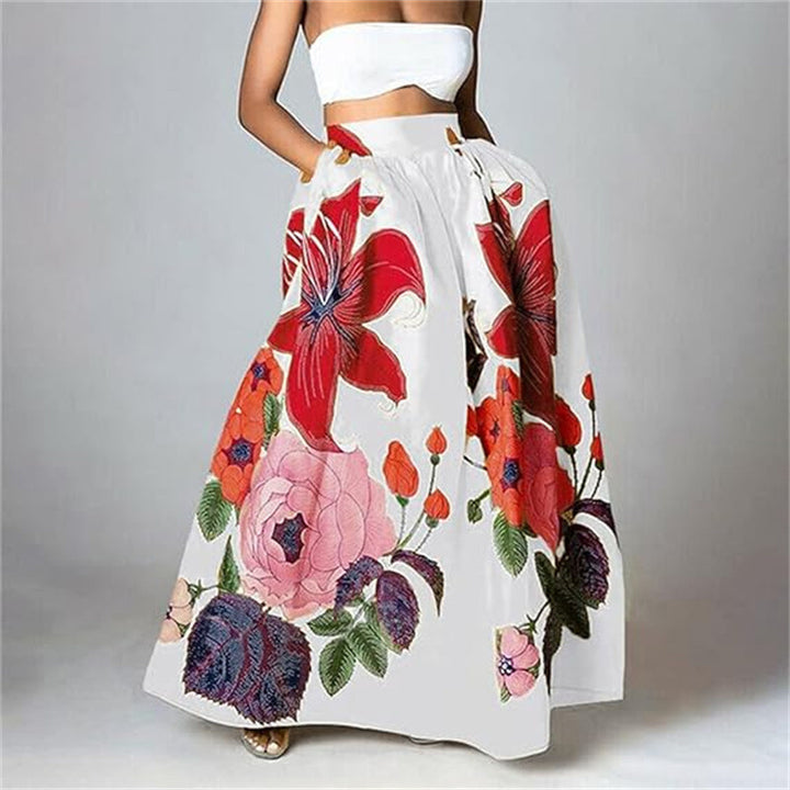 Dame elegant Maxiskørt med florale motiver Stilla