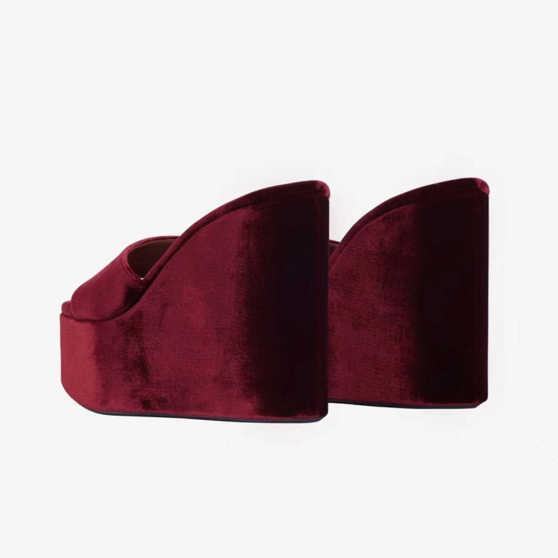 Femme Luksuriøse Samt Platform Slide Sandaler Stilla