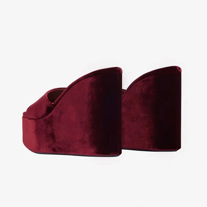Femme Luksuriøse Samt Platform Slide Sandaler Stilla