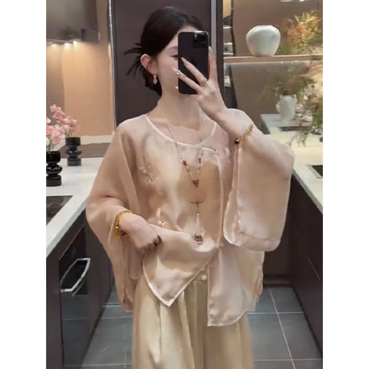 Femme Elegante Chiffon Maxi Kjole Sæt Stilla