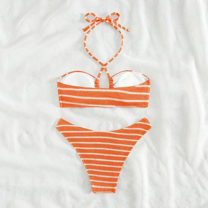 Damer Push-Up Bikini med justerbare stropper og moderigtigt stribedesign Skovae
