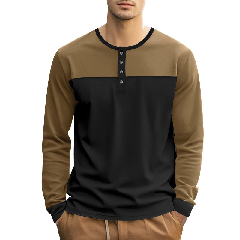Herrer Langærmet-Henley-Shirt med moderigtigt snit og knaplukning Stilla