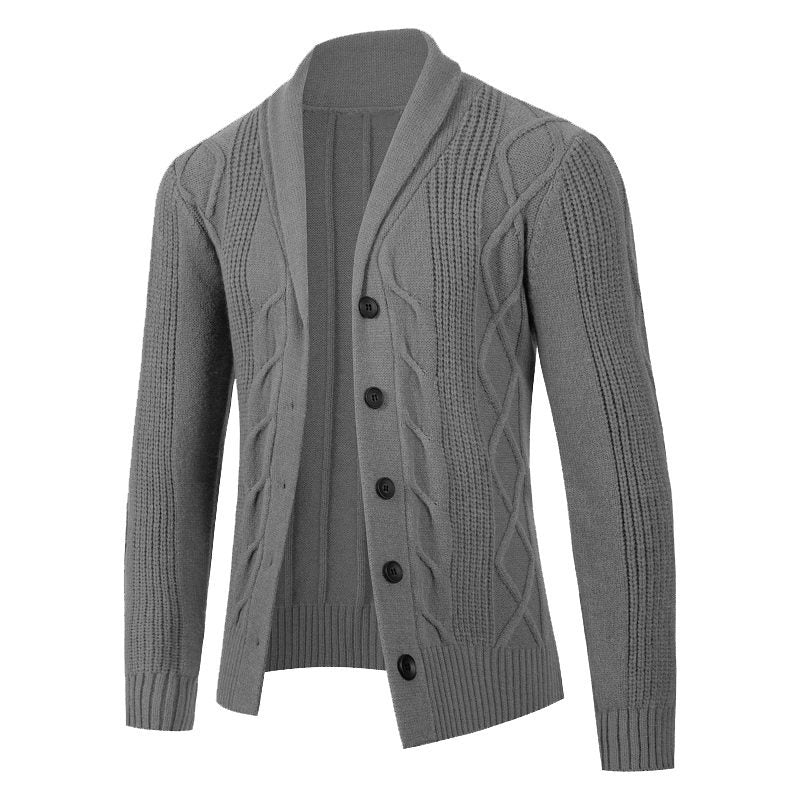 Herre Struktureret Kabelstrik Cardigan Pullover Stilla