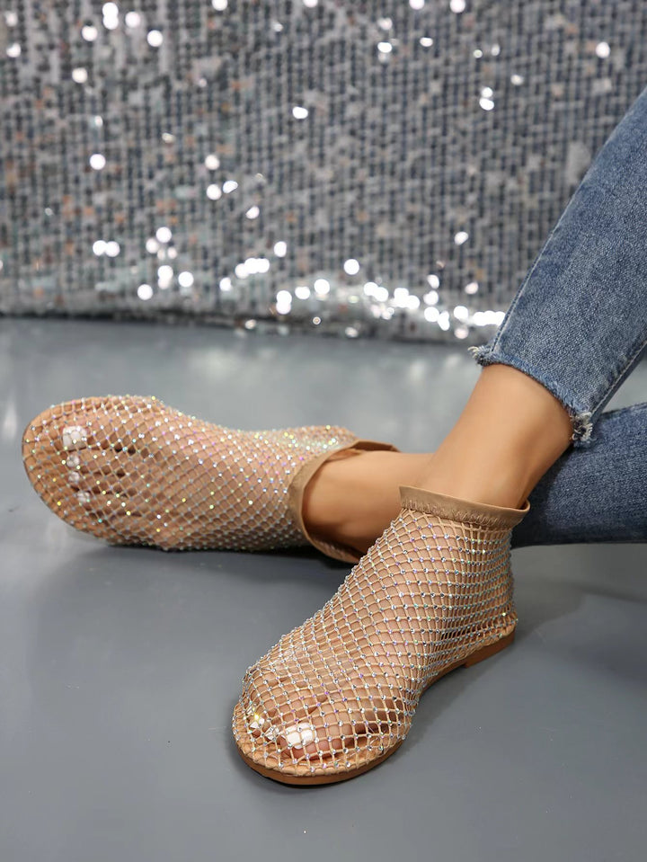 Dame mode Mesh-Slippers med glimmer-applikationer Stilla