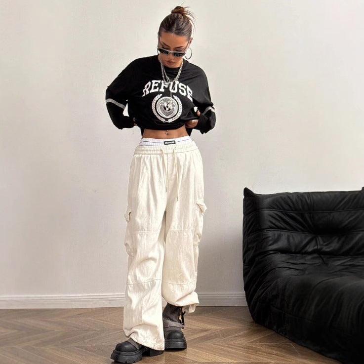 Kvinders Oversized Sweatshirt med Bred Bogstaver og Dekorative Accenter Stilla