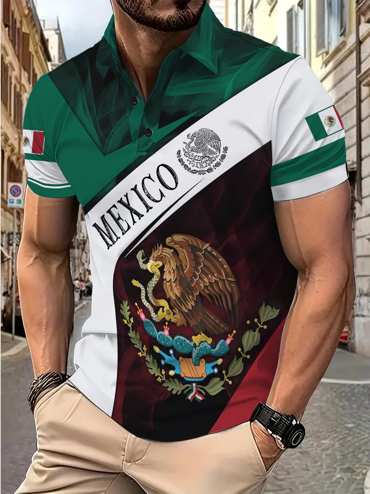 Herre poloshirt med mexicansk flagmotiv Stilla