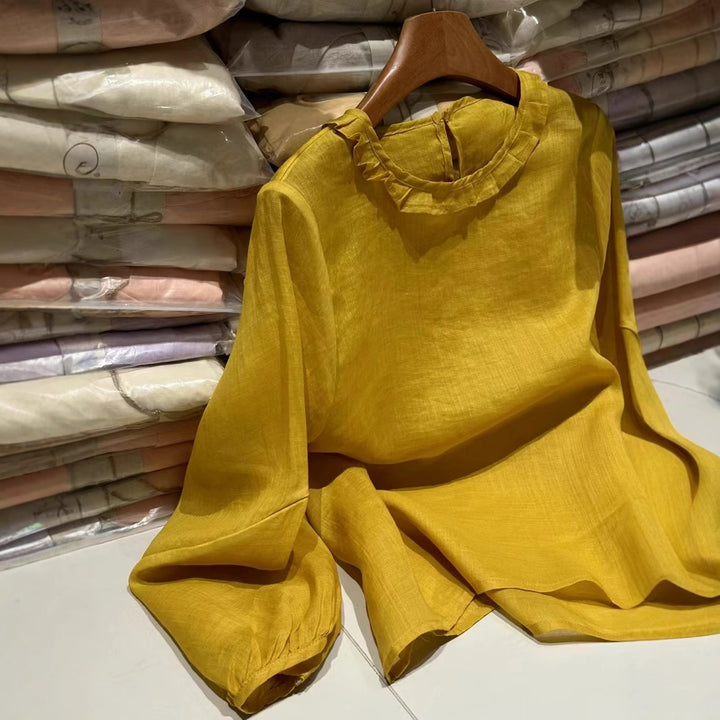 Femme Letvægts Flæsekant Bluse Stilla