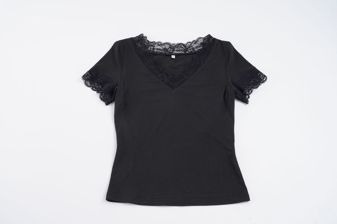 Dame Elegant Spids-T-shirt med V-hals og Kortærmet Skovae