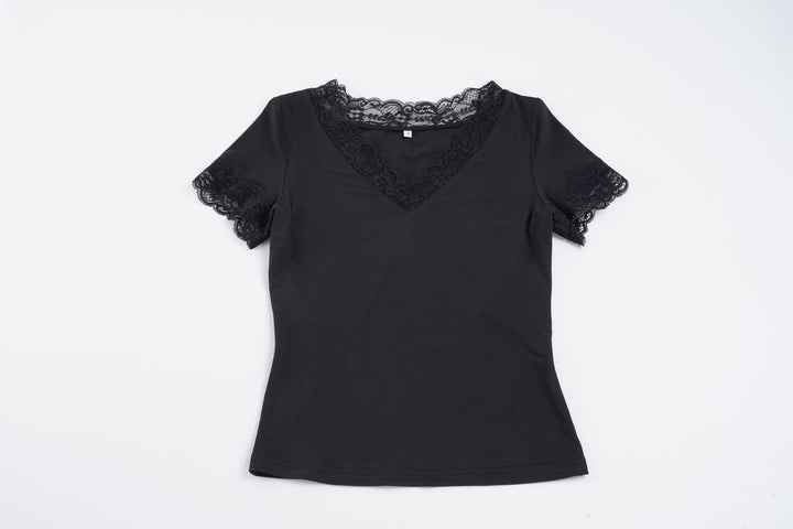 Dame Elegant Spids-T-shirt med V-hals og Kortærmet Skovae