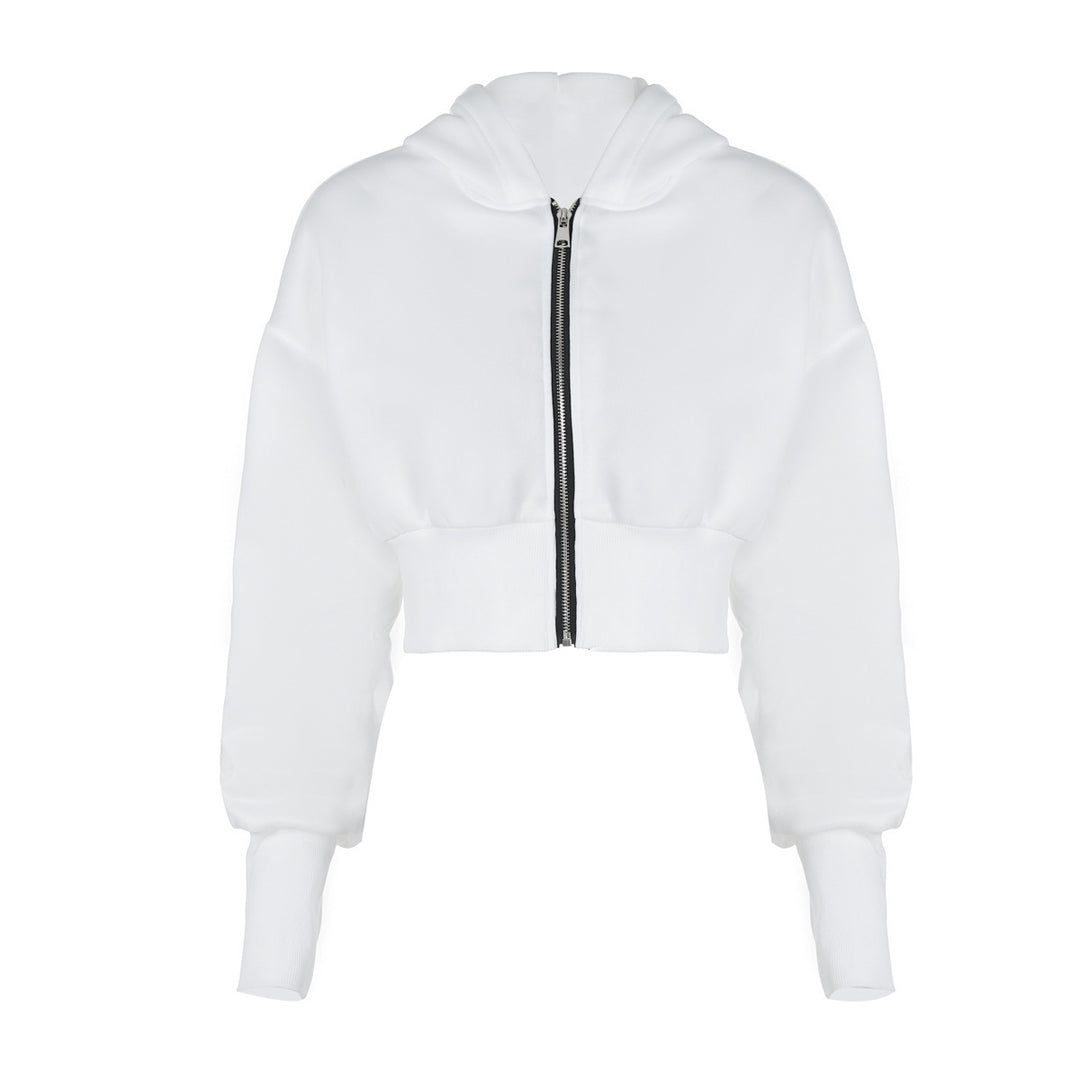 Dame Crop-Hoodie med lynlås og afslappet snit Stilla