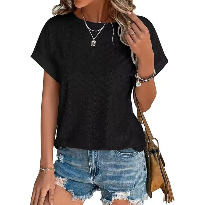 Stilla | Basic Solid Rund Hals Løs Kort Ærme T-shirt