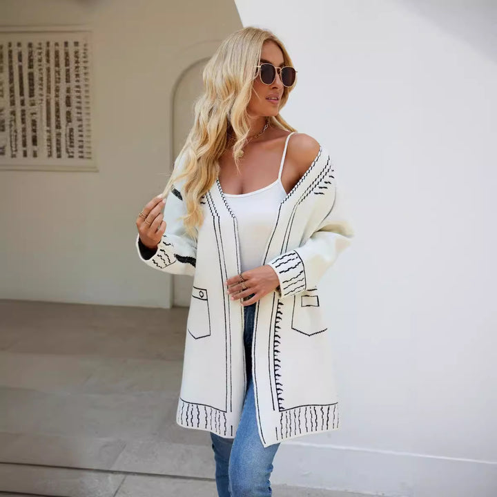 Femme Stilfuld Struktureret Lang cardigan Stilla