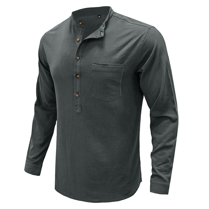 Herrer Langærmet Henley-shirt med holdbar bomuldsblanding og moderne knapliste Stilla