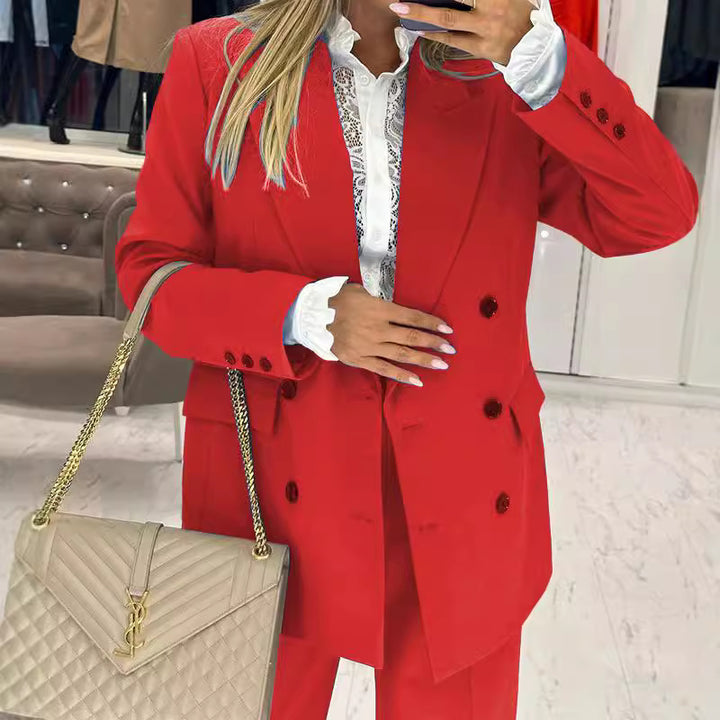 Dame Elegant to-raders Blazer-sæt med stilfulde accenter Stilla