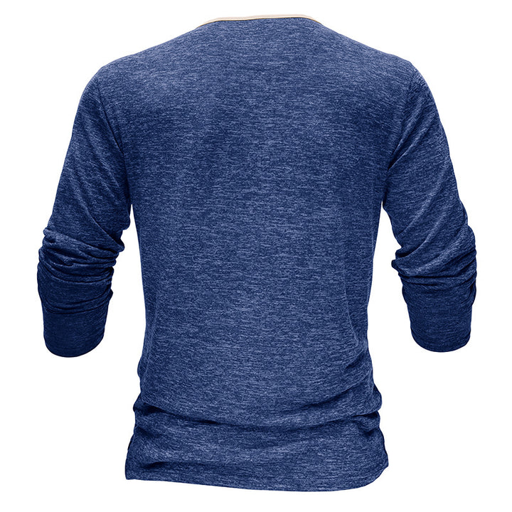 Herre Langærmet Henley-skjorte med kontrasterende knapper og ergonomisk snit Stilla