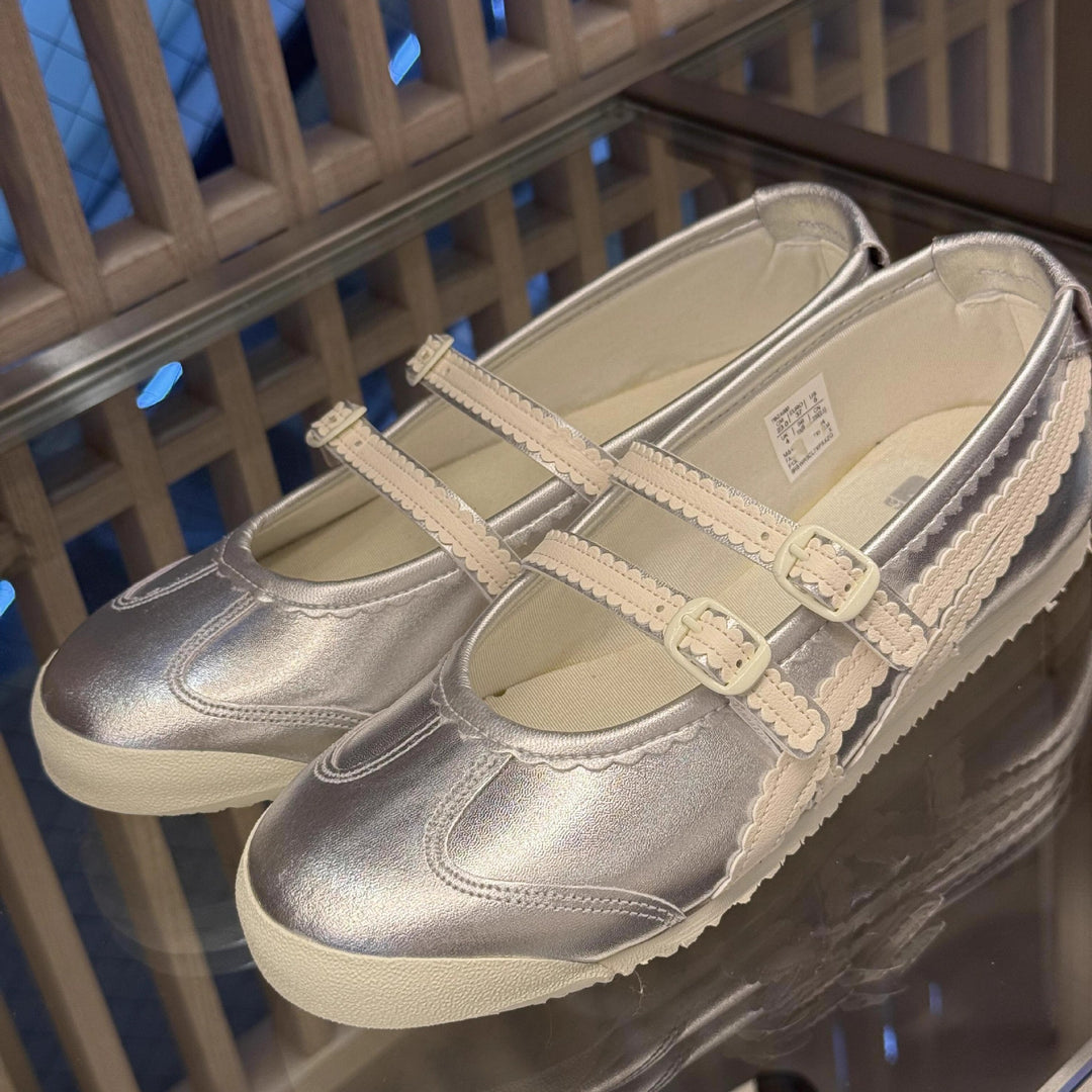 Dame elegante Mary Jane Ballerinas med dobbelt rem og dekorativ trim Stilla