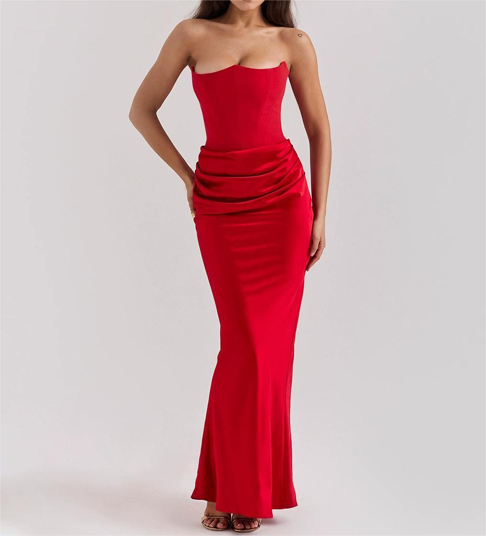 Dame Strapless Aftenkjole med raffineret Drapé Stilla