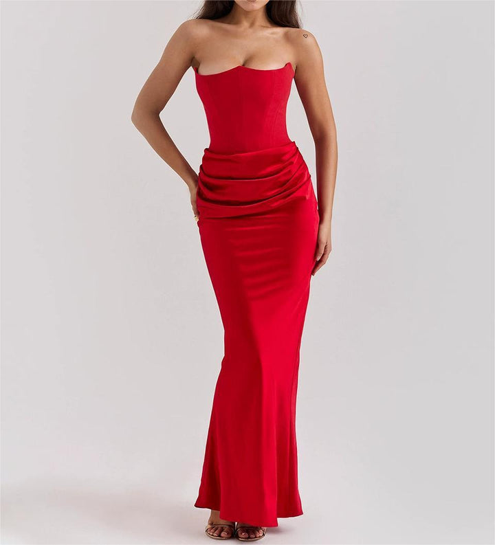 Dame Strapless Aftenkjole med raffineret Drapé Stilla