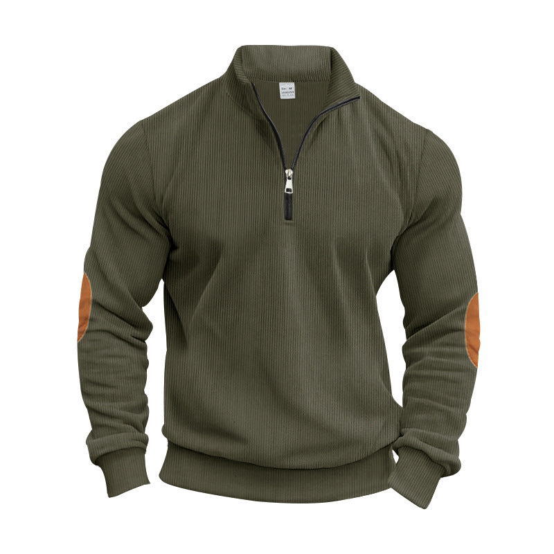 Herrer sportslig sweater med halv lynlås og kontrasterende albue-patches Stilla