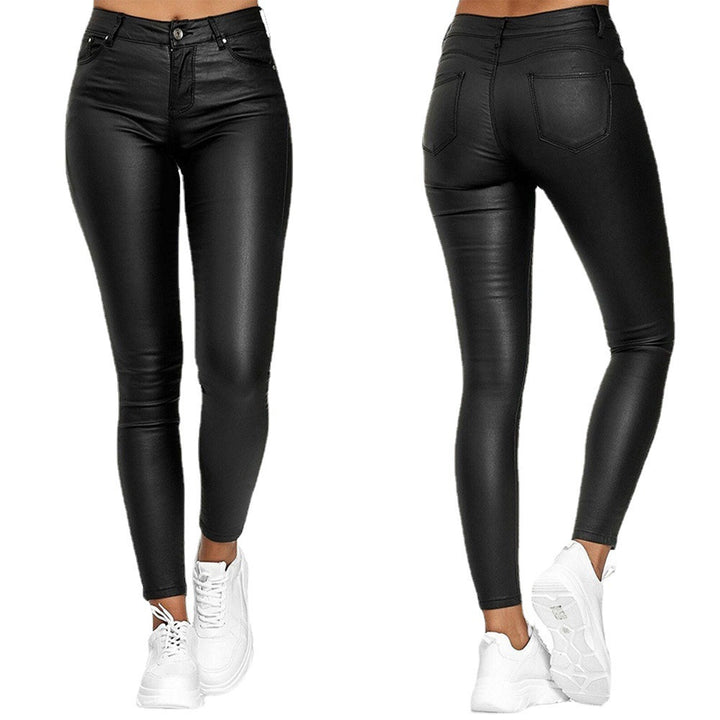 Dame kunstlæder leggings med høj talje og formende snit Stilla