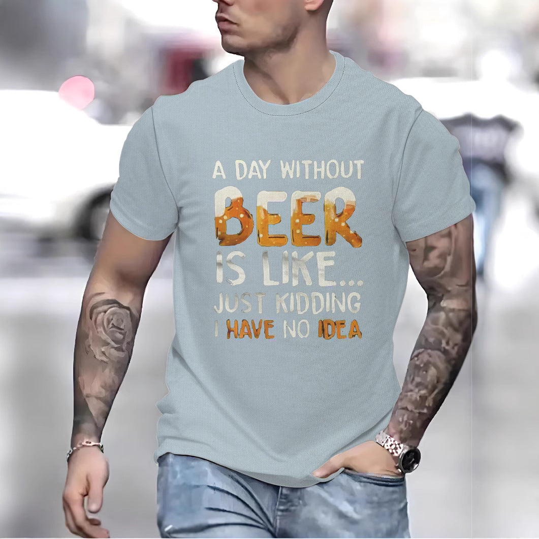Herrer T-shirt med humoristisk ølmotiv Stilla