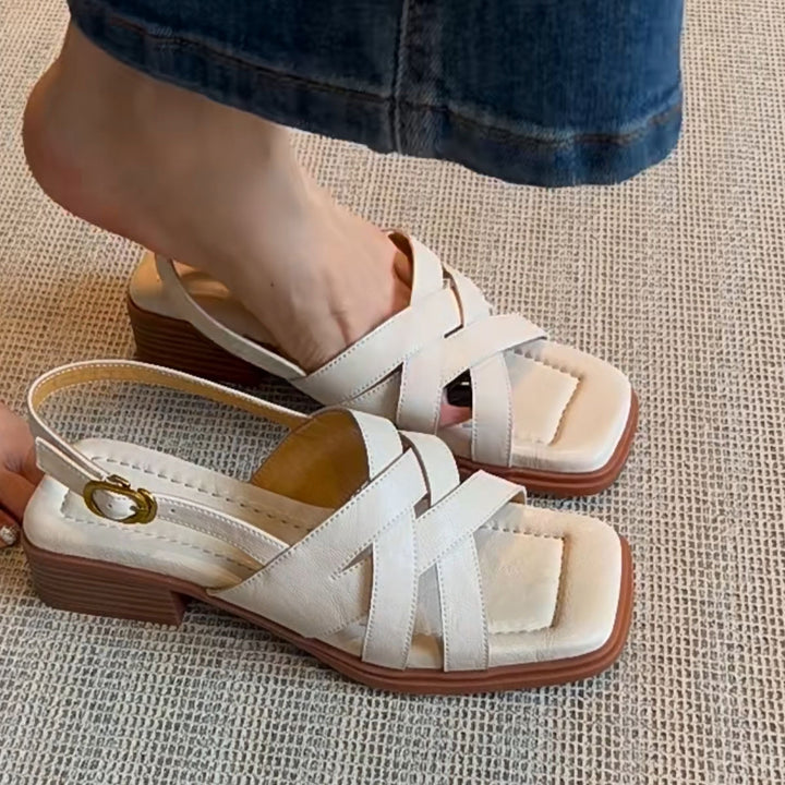 Dame Slingback Blokhælersandaler med Krydsdesign Stilla